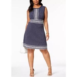 Navy Polka Dot Sleeveless Dress